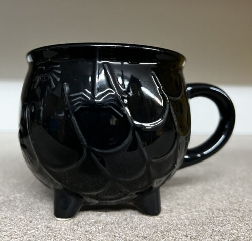 Threshold Black Cauldron Spider Web Coffee Mug 12 Oz Halloween Stoneware