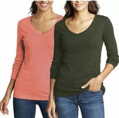 Eddie Bauer Ladies' 2 Pack Long Sleeve Comfort Fit Tee Slim Fit