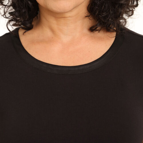Joan Vass Women's Top Satin Collar Blouse Short Sleeve