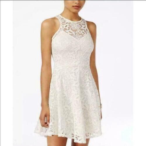 Material Girl Dress Small Ivory Lace Sleeveless Lined Fit Flare Juniors