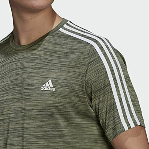 adidas 3 Stripe Tech Tee Moisture Wicking Fabric Relaxed Fit