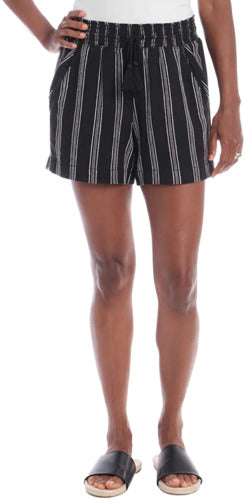 Briggs Womens Linen Blend Short,Black Stripe