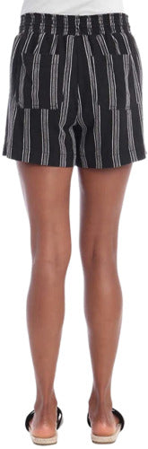 Briggs Womens Linen Blend Short,Black Stripe