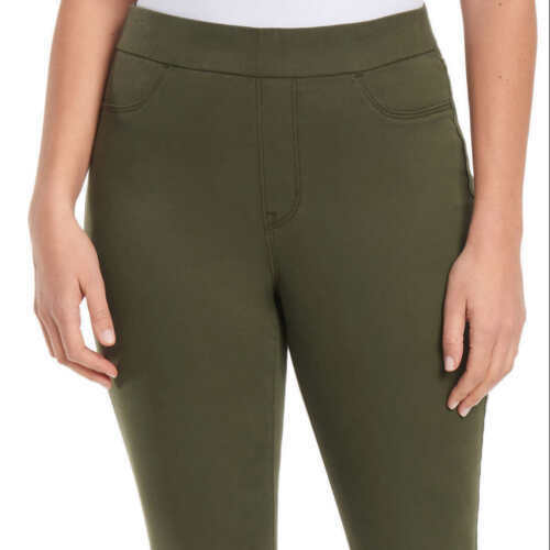 Gloria Vanderbilt Ladiesâ High Rise Pull-On Pant Pine Glen (Olive)