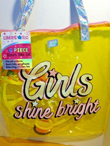 Limited Too 6 Piece Yellow See Through Tote Girls Shine Bright