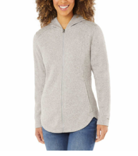 Eddie Bauer Women's Sweater Sz M Ladies' Fleece Quarter Zip Gray