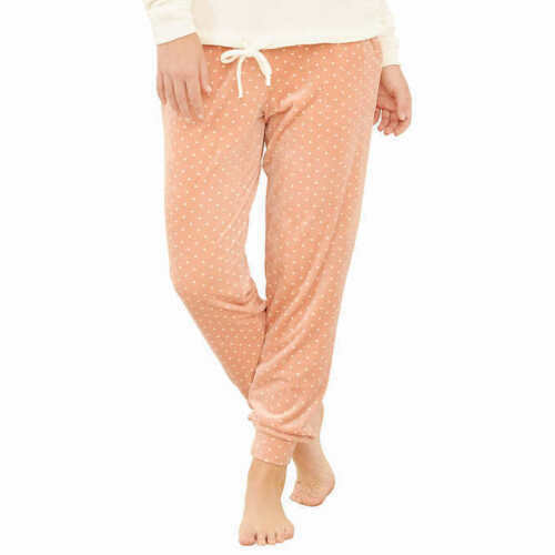 Three Dots Women's 2-Piece Knit Velour Set With Eye Msk, Cloud/Pink Dots