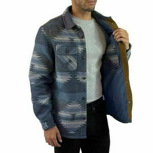 JACHS Blanket Wool Blend Shirt Jacket, Color: Navy