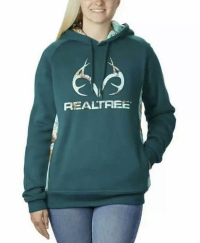 Real Tree Women’s Aqua Green Camo Hooded Sweatshirt