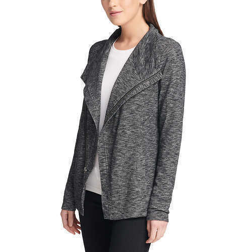 G.H.Bass Ladies' Knit Zip Cardigan Black Combo