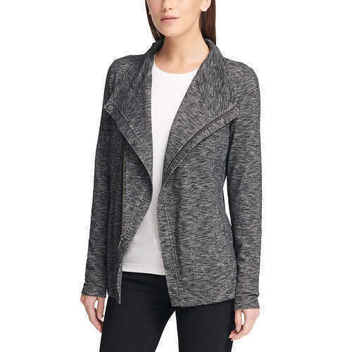 G.H.Bass Ladies' Knit Zip Cardigan Black Combo