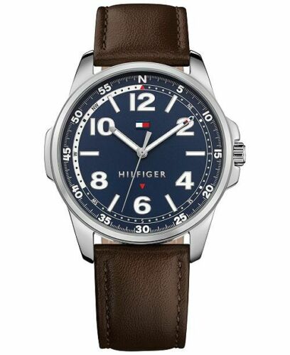 Tommy Hilfiger Men's Analog Stainless Steel Brown Leather Watch 1791375