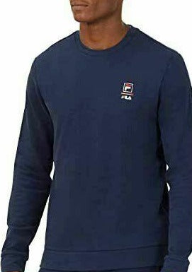 FILA Men's Long Sleeve Crew Neck Lightweight Sweatshirt Navy
