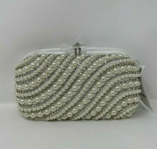 INC Lilah Pearl Clutch - Pearl White