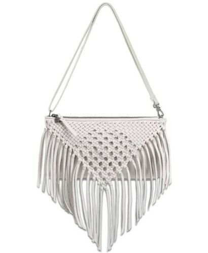 The Sak Filmore 3 in 1 Stone White Leather Macramé Crossbody Bag