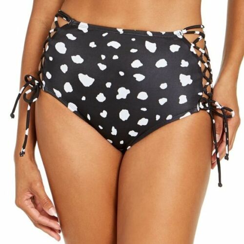 Sundazed Spot On Printed Stella Strappy High Waist Swim Bottoms - Black