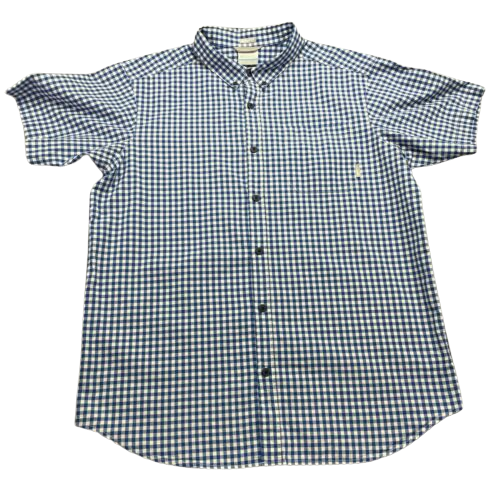 Columbia Button Up Shirt Men Large Blue White Gingham Yarn Dye