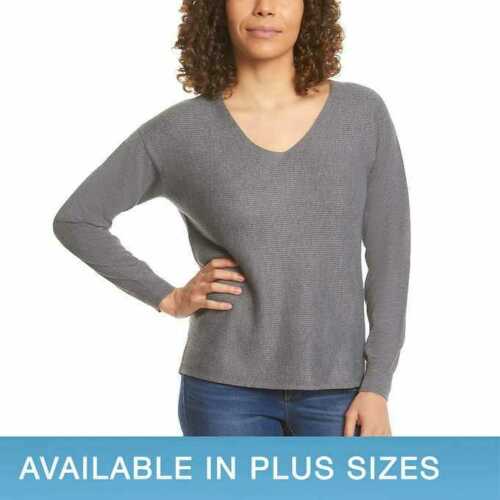 Ella Moss Ladies' Ribbed V-Neck Sweater, Black