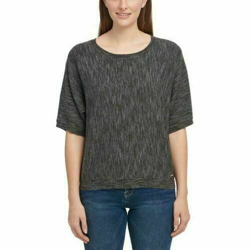 DKNY Jeans Women's Marled Knit Dolman Half Sleeve Top