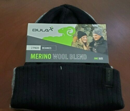 Nice Set of 2 BULA Merino Wool Blend Beanie Hat Unisex One Size