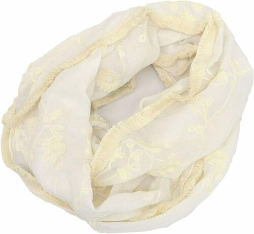 INC International Concepts Embroidered Spring Loop Infinity Scarf Ivory