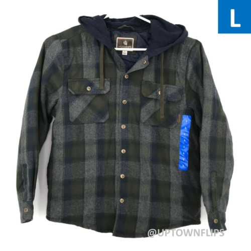 Legendary Outfitters Men's Cotton Flannel Hooded Shirt Jacket,