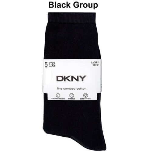 DKNY Women's Fine Combed Cotton Crew Socks 5-Pairs, Shoe Size 4-10, NO 1271414