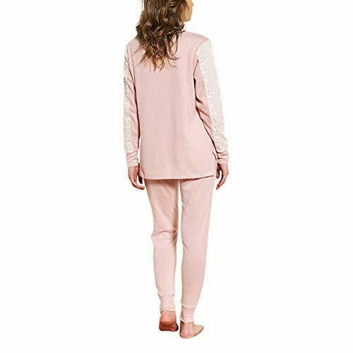 Flora Nikrooz Women's 2 Piece Long Sleeve Lounge Set with Lace, Long Sleeve pink
