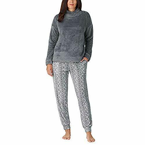 Jane and Bleecker Ladies Cozy Fleece Lounge Pajama Set (Gray)