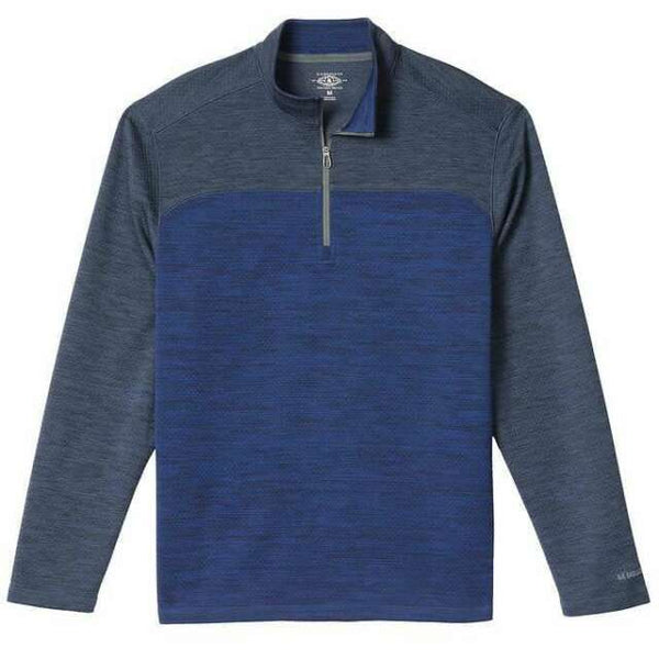 GH Bass & Co Men's UPF 50 Quarter Zip Sweatshirt Mood Indigo Heather HTR