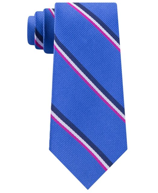 Tommy Hilfiger Men's Neck Tie Blue Bronx Striped SKINNY Slim Silk 411