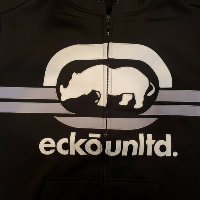 Ecko Unltd Hoodie Sweatshirt  Rhino Logo Black Authentic