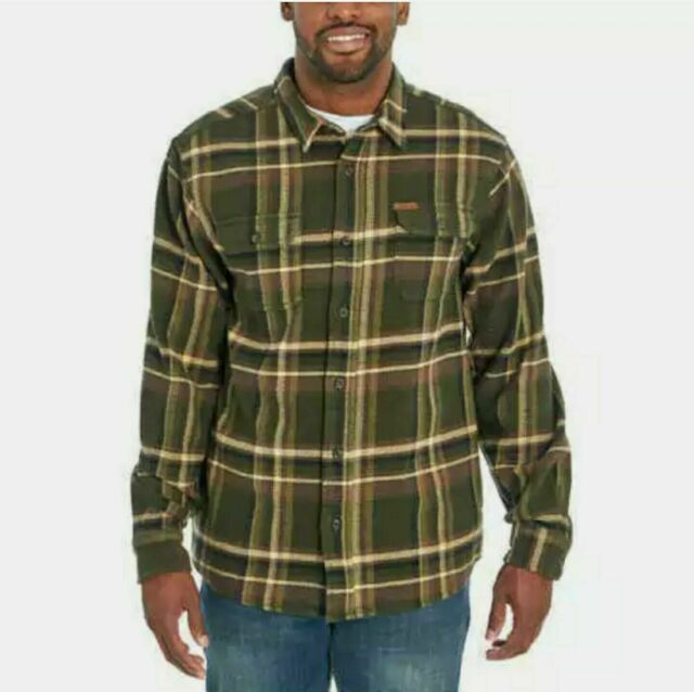 Orvis Tall Pine Plaid Heavy Weight Flannel Shirt Men  Warmer Pocket