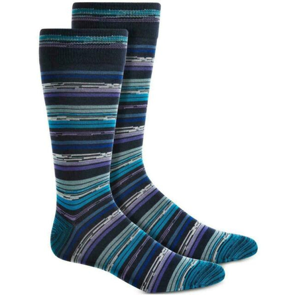 Perry Ellis Portfolio Mens Navy Tencel Striped Crew Socks