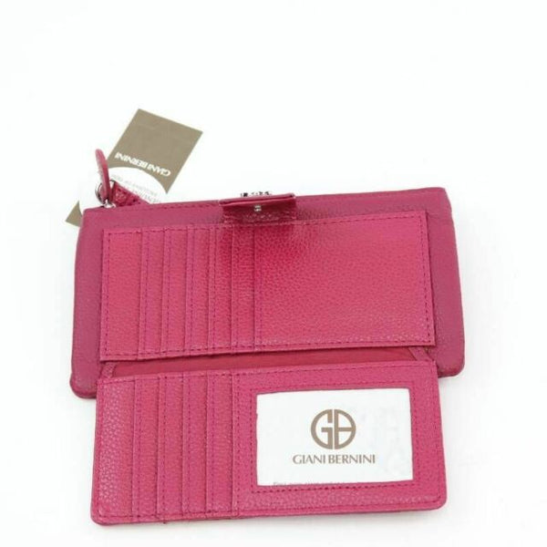 Giani Bernini Softy Core Wristlet Card Slots Leather Zip Wallet Sangria