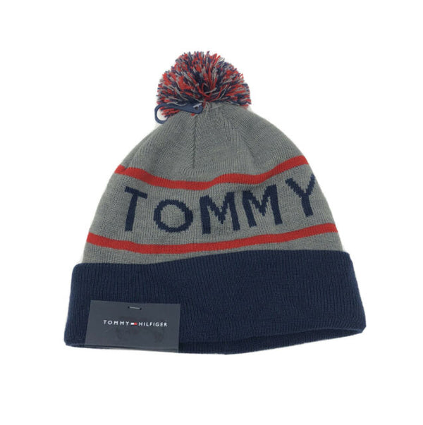Tommy Hilfiger Men's Acrylic Navy Grey Logo Beanie Warm Ski Winter Hat