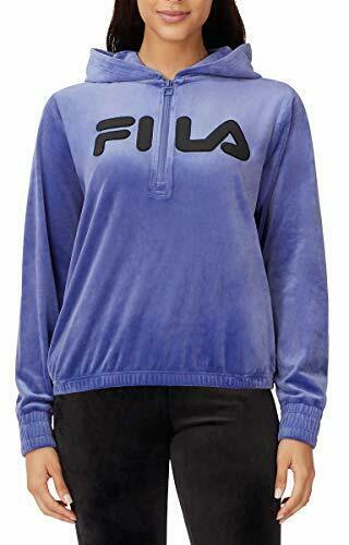 Womens FILA Marlin Blue 1/2 Zip Velour Hoodie Jacket