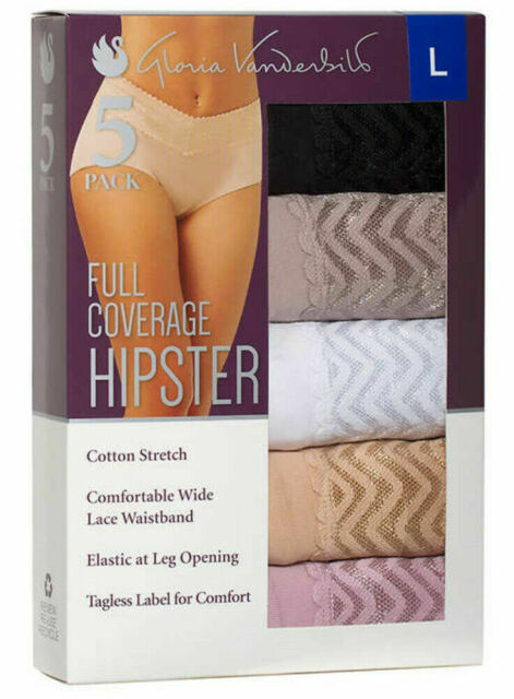 Gloria Vanderbilt Womens 5 Pack Full Coverage Hipster 5 Pack