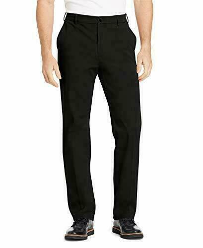 IZOD Men's Black Sportflex Max Stretch Waistband Straight Fit Pants Black