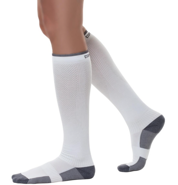 2 Pair Copper Fit Energy Compression Socks in White
