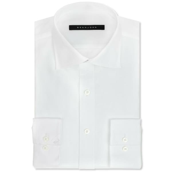 Sean John Men’s Tailored Fit White Cotton Dress Shirt - XXL - Men Dress Shirt
