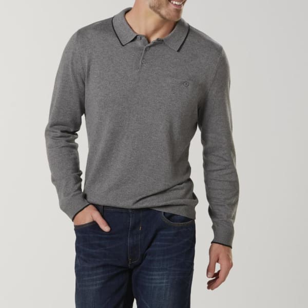 Structure Men’s Slim Fit Polo Sweater Smokey Grey - Men Sweather Hoodie Pullover