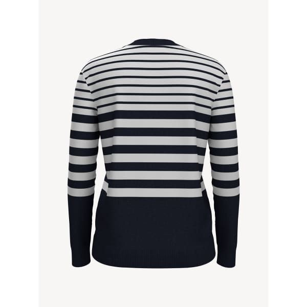 TOMMY HILFIGER ESSENTIAL STRIPE V-NECK SWEATER Masters Navy - Woman Sweater Hoodie Pullover