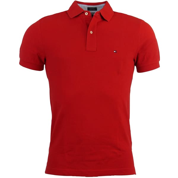 Tommy Hilfiger Men’s Custom Fit Solid Color Polo Shirt Red - M - Men Shirt