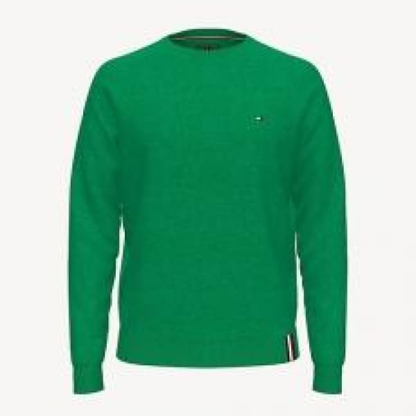 TOMMY HILFIGER men’s green round-neck sweater - Men Sweater Hoodie Pullover