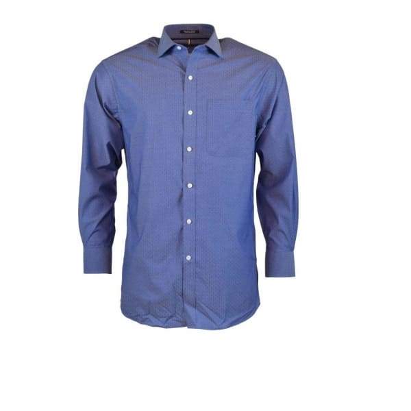 Tommy Hilfiger Men’s Regular Fit Stretch Wrinkle Free Dress Shirt Blue Wrinkle - L - Men Dress Shirt
