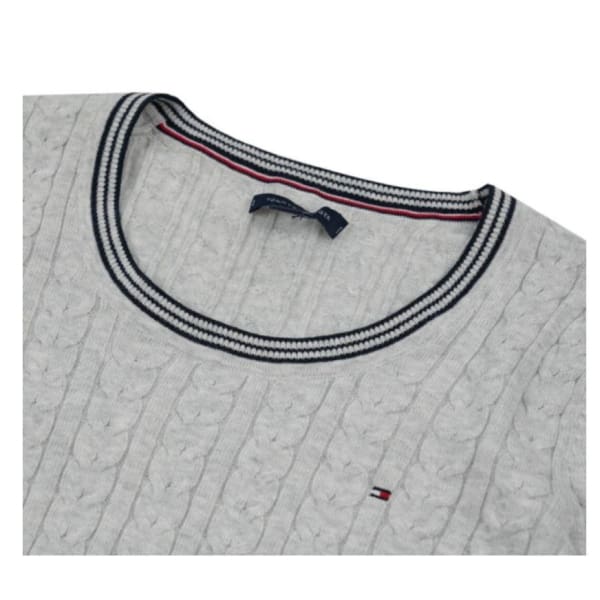 Tommy Hilfiger women’s little logo solid sweater Light Grey - Woman Sweater Hoodie Pullover