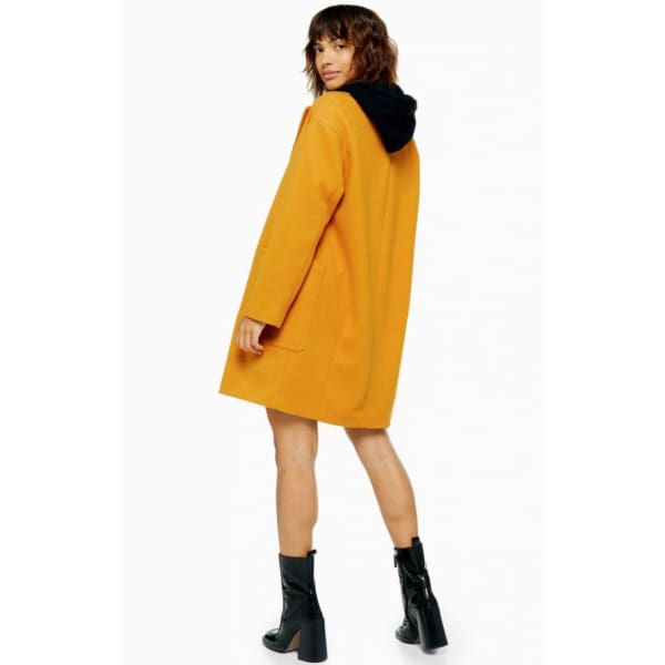 TOPSHOP NEW Mid Length Slouch Carly Coat in Mustard - L - Woman Jacket