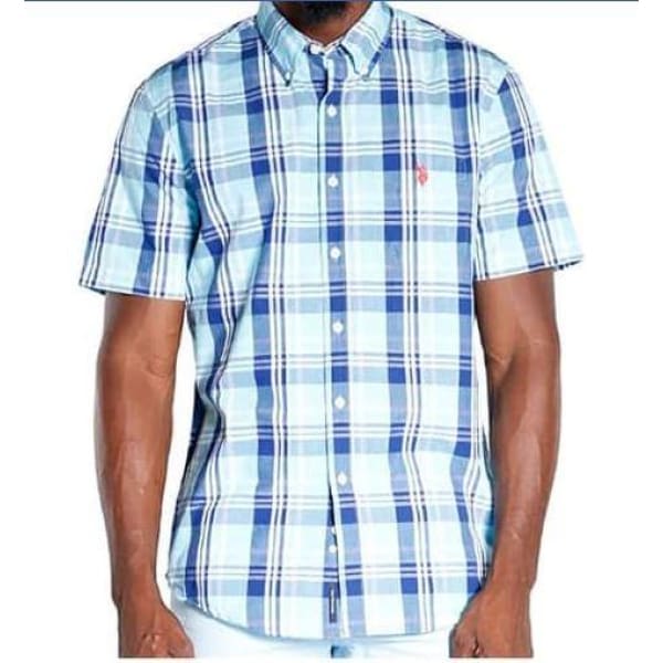 U.S. POLO ASSN. Short Sleeve Small Plaid Woven Men Shirt - Men Shirt