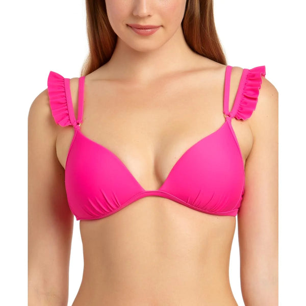 CALIFORNIA WAVES WOMENS RUFFLED PUSH UP SWIM TOP SEPARATES